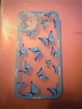 Lucky Brand Blue Butterfly Clear iPhone Case